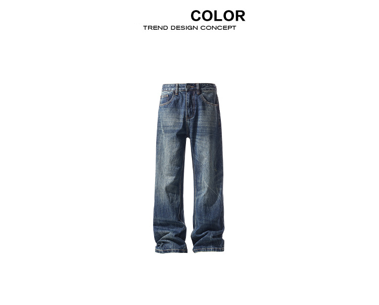 Calça Jeans Flared Masculina - Base Branca com Bordado de Raio e Costura Floral_voghion.com