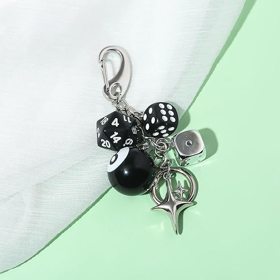 8-ball Dice Pendant Keychain - Cute Bag, Wallet, Handbag Accessories - Y2K Aesthetic Keychain Suitable For Men And Women_voghion.com