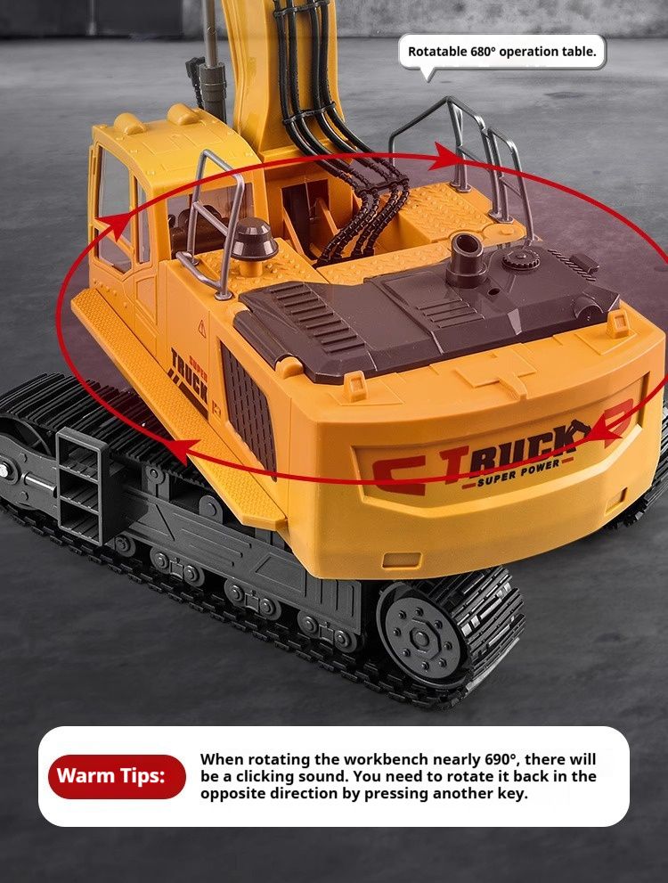 2,4 GHz afstandsbediening graafmachine van legering – Oplaadbaar bouwvoertuig met led-verlichting en realistische geluidseffecten – Duurzame RC-vrachtwagen_voghion.com