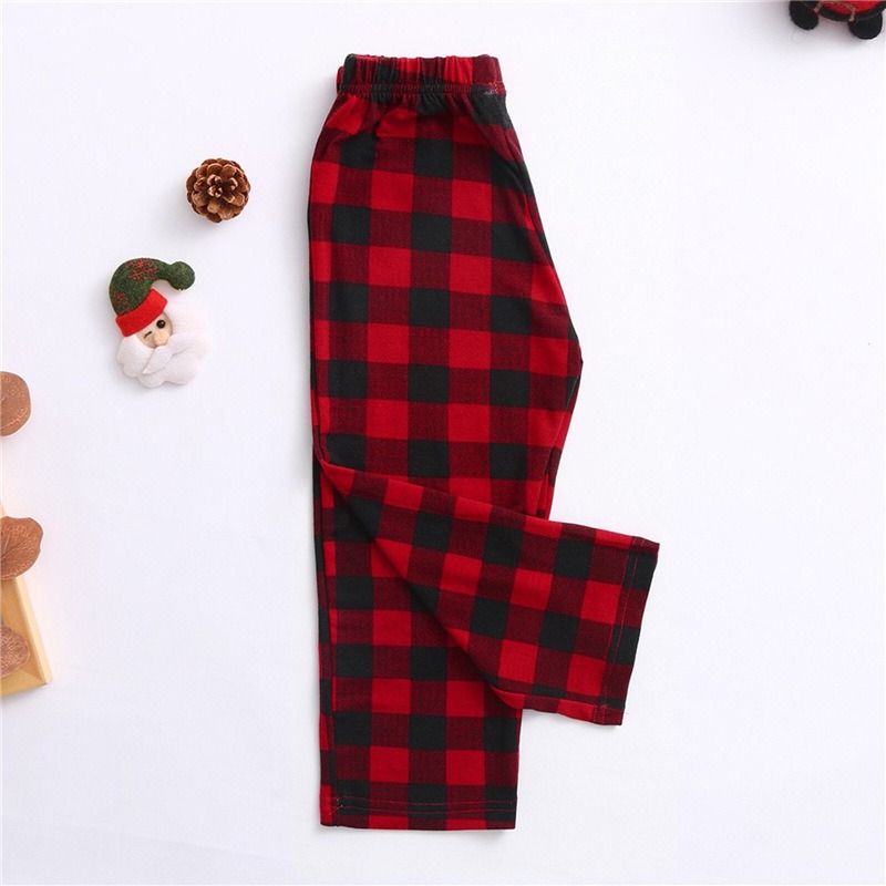 2025 Weihnachts-Eltern-Kind-Kleidung, langärmelige lange Hosen, kariertes Patchwork, bedruckte Heimkleidung, Weihnachts-Eltern-Kind-Kleidungsset – Damen S-XL_voghion.com