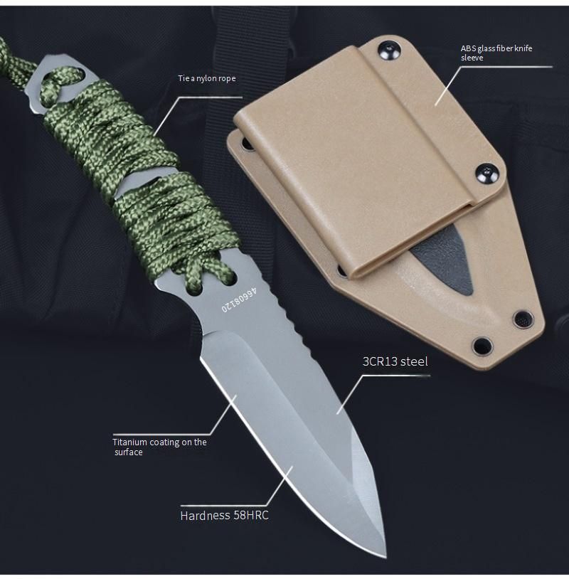 Outdoor-Messer mit feststehender Klinge und durchgehendem Erl, K-Scheide, hochharter Edelstahl, Camping-Überlebenswerkzeug, tragbares Allzweckmesser_voghion.com