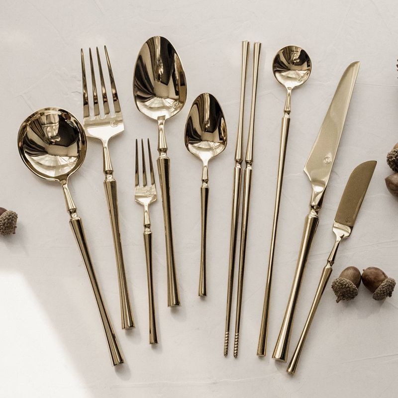 Forchetta per spaghetti in acciaio inossidabile 304, stile retrò, in titanio, con luce francese, di lusso, con vita in oro, cucchiaio occidentale, cucchiaio da dessert, forchetta da frutta_voghion.com