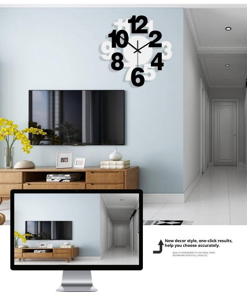 Horloge murale en acrylique à faire soi-même – Mouvement silencieux, ronde de 30 cm, style ferme, pour salon, chambre et bureau (à piles)_voghion.com