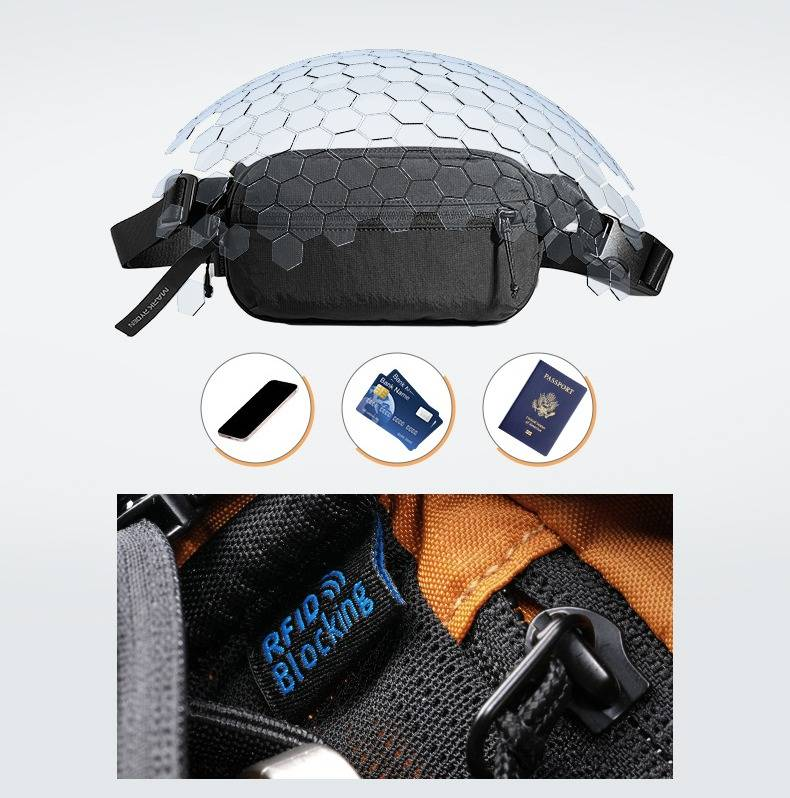 Herren-Umhängetasche, leichte Luxus-Schultertasche aus Nylon mit wasserabweisendem Design für den urbanen Streetstyle, wasserabweisende Brusttasche_voghion.com