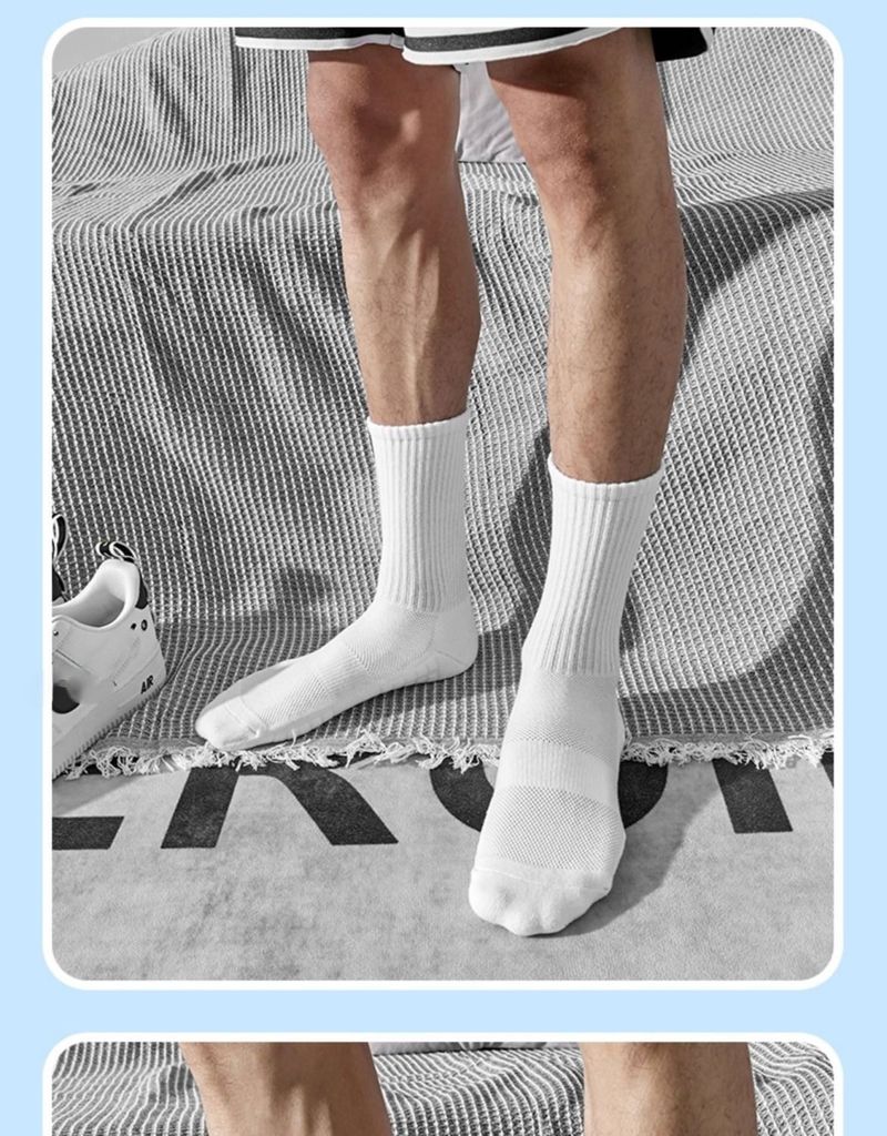 Chaussettes montantes respirantes, absorbant la transpiration et les chocs, pour l'automne et l'hiver. Semelle éponge épaisse. Idéales pour la course, le basketball et bien plus encore (lot de 5 paires)._voghion.com