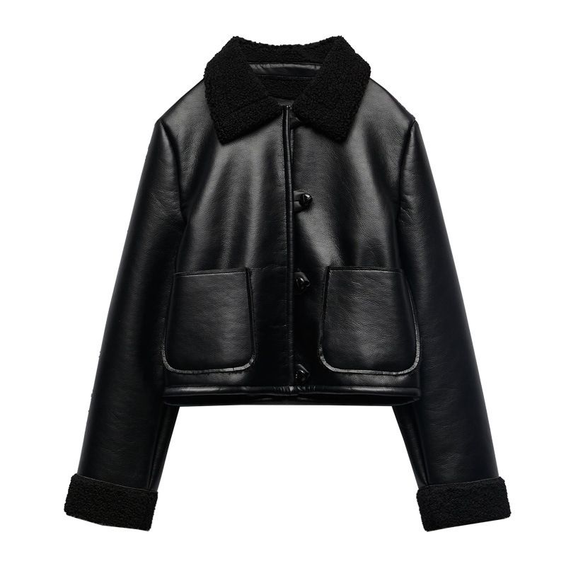 2022 Autumn Winter New Leather For Women Black Sheepskin Fleece Double-Sided Jacket Coat 8741232_voghion.com