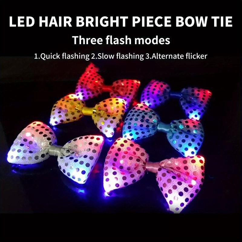 10/20pcs LED Light Up Sequin Bow Ties Flashing Light LED Bowties Mens Bow Ties Glowing Bar Bungee Dance Party Festival Decor_voghion.com