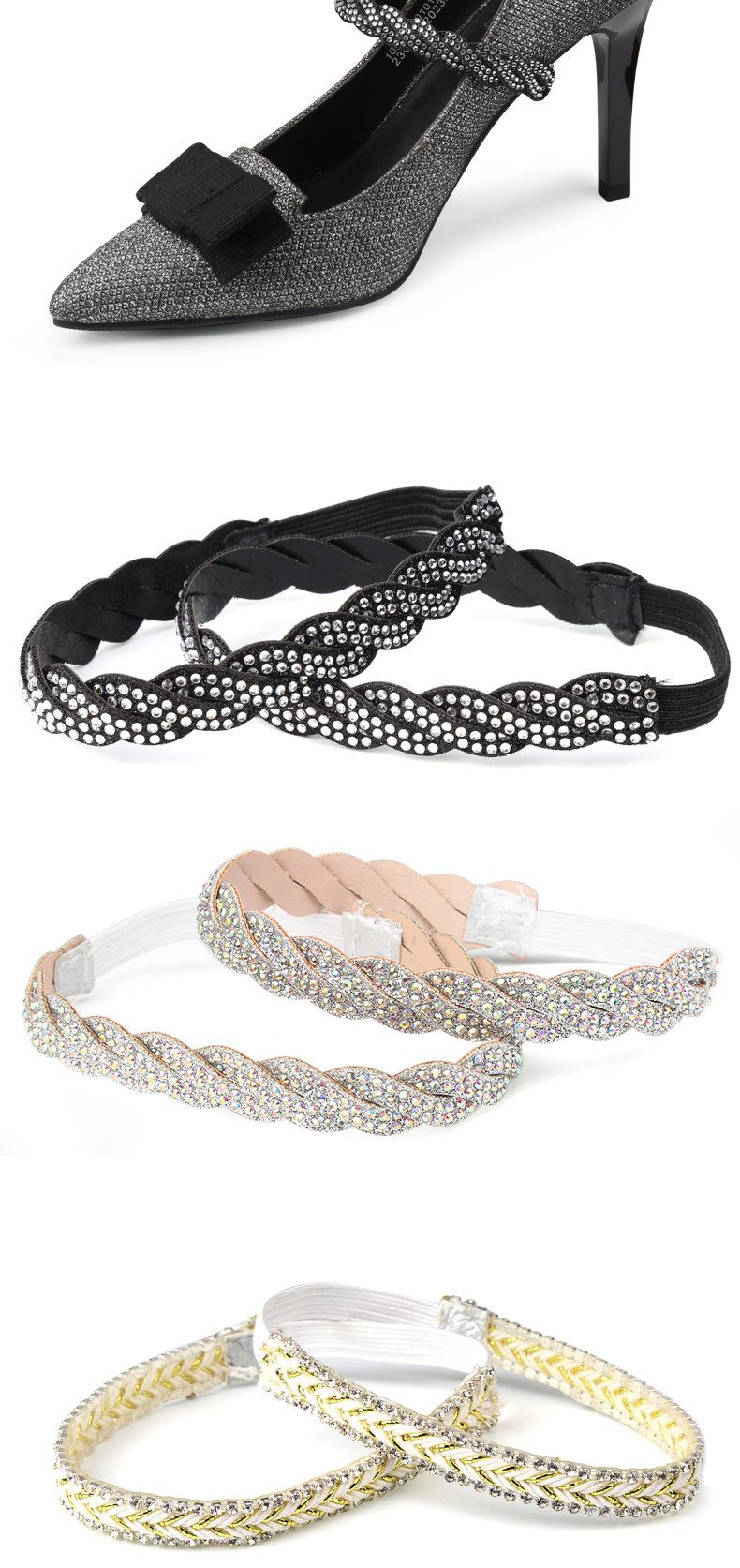 Schuhzubehör High Heels Anti-Drop-Schnürsenkel Gummiband Diamantdekoration Kein Absatz Drop Heels Kostenlose Installation Schnalle Schnürsenkel_voghion.com