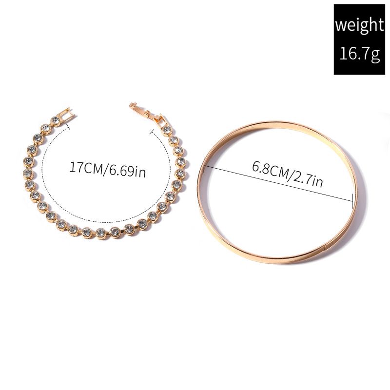 Bracciale in oro con superficie liscia in lega placcata, set da due pezzi per donna_voghion.com