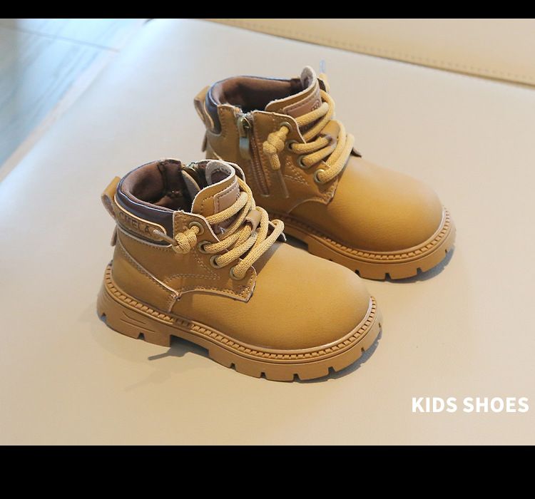 Otoño 2024, nuevas botas pequeñas de cuero para hombres y mujeres, botas Martin de caña media para bebés, edición coreana, zapatos para niños_voghion.com