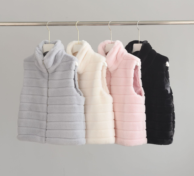 Women's stand-up collar faux fur coat women's vest coat_voghion.com