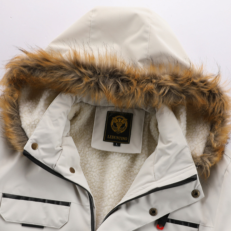 Herenkleding Winterjas met capuchon voor buitenlandse handel Windjack voor heren plus dikke fluwelen jas in grote maten_voghion.com