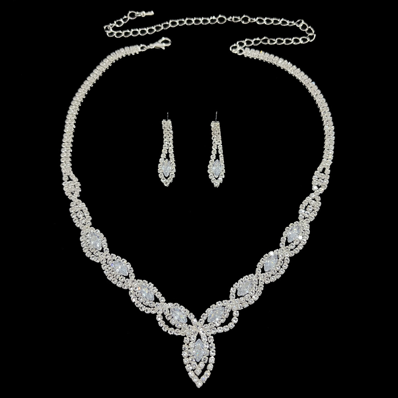 Set di orecchini e collane per abito da sposa esplosivo, eleganti gioielli per banchetti_voghion.com