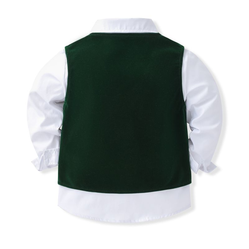 Roupa infantil meninos cavalheiro terno crianças cor sólida colete de três peças terno de bebê vestido de banquete_voghion.com