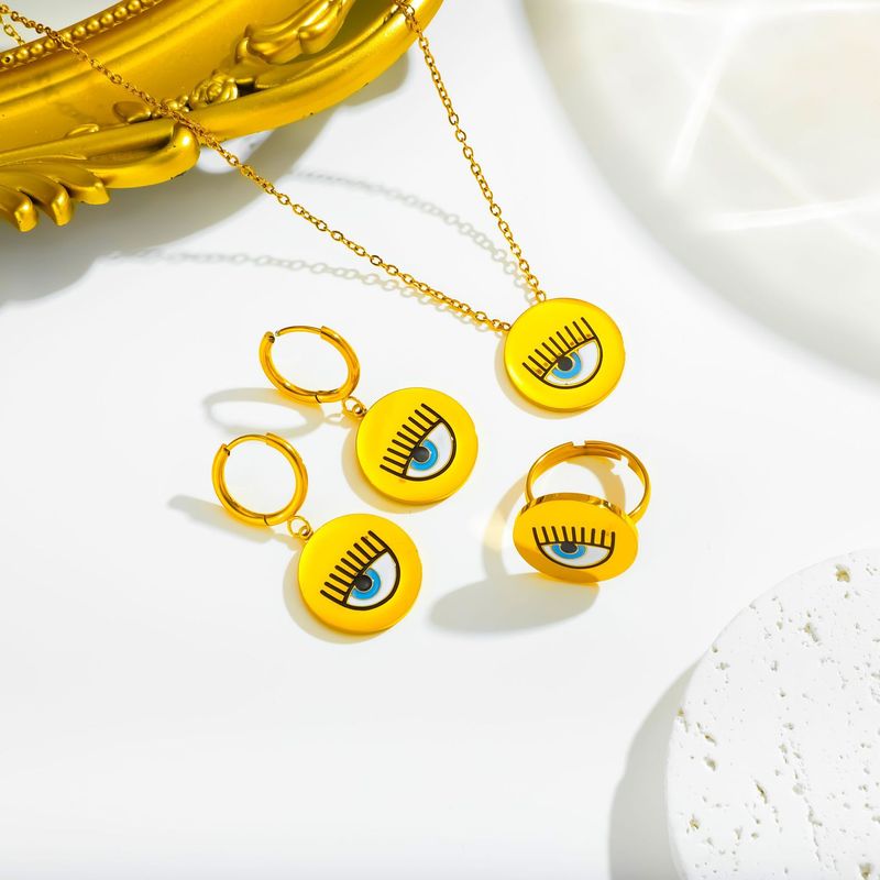 Collana, orecchini e anello con ciondolo rotondo a forma di occhio di demone, stile bohémien, design per donne._voghion.com
