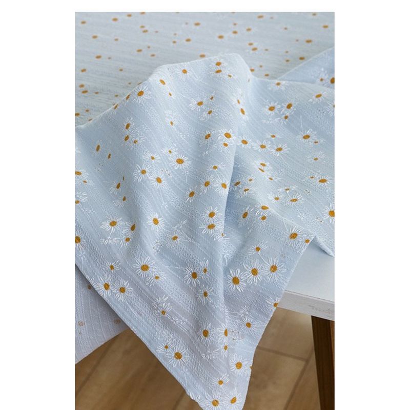 Floral Cotton-Linen Fringe Rectangular Dust Cover Home Tablecloth Daisy Coffee Table Cover_voghion.com