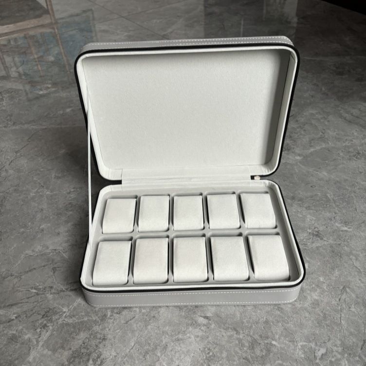 Black Blue Gray Portable 6 Bit 10 Bit 12u Leather Zipper Bag Watch Box Flip Cover Jewelry Storage Box_voghion.com