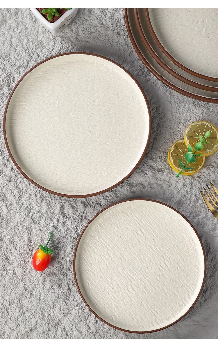 Piatto da portata in melamina effetto ceramica - Piatto rotondo in stile occidentale per bistecche e pasta - Piatto da portata piatto di qualità per hotel e ristoranti_voghion.com