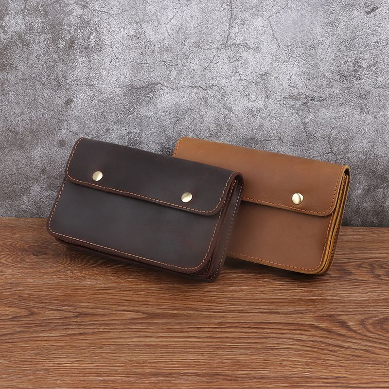 Men's Horizontal Retro By Crazy Horse Leather Mobile Phone Bag_voghion.com