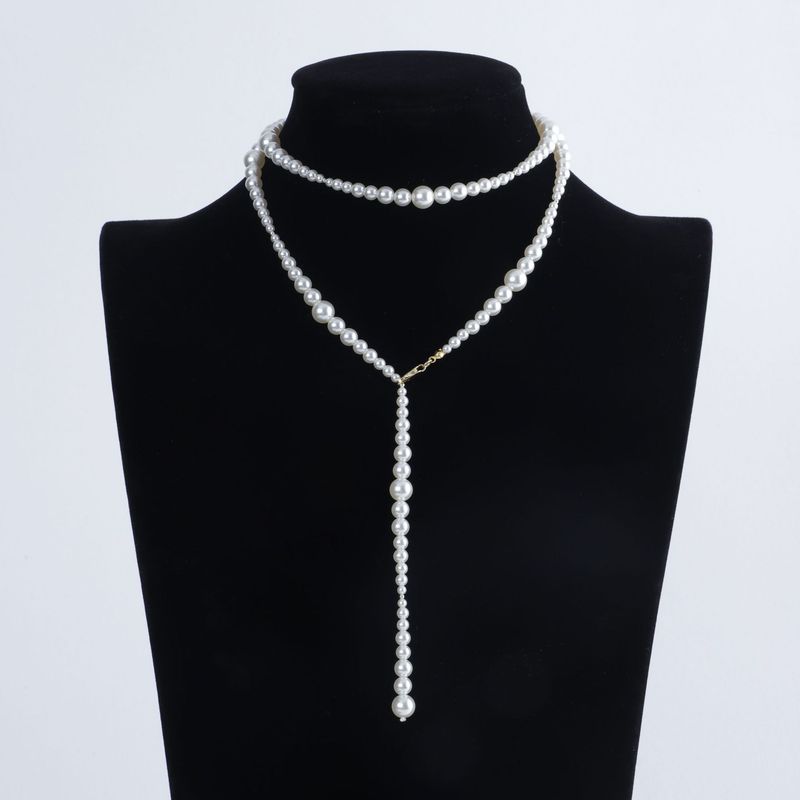 La stessa collana di perle di Ni Ni per donna, versatile, lusso leggero, catena lunga di alta qualità per autunno e inverno, catena di clavicole impilabile_voghion.com
