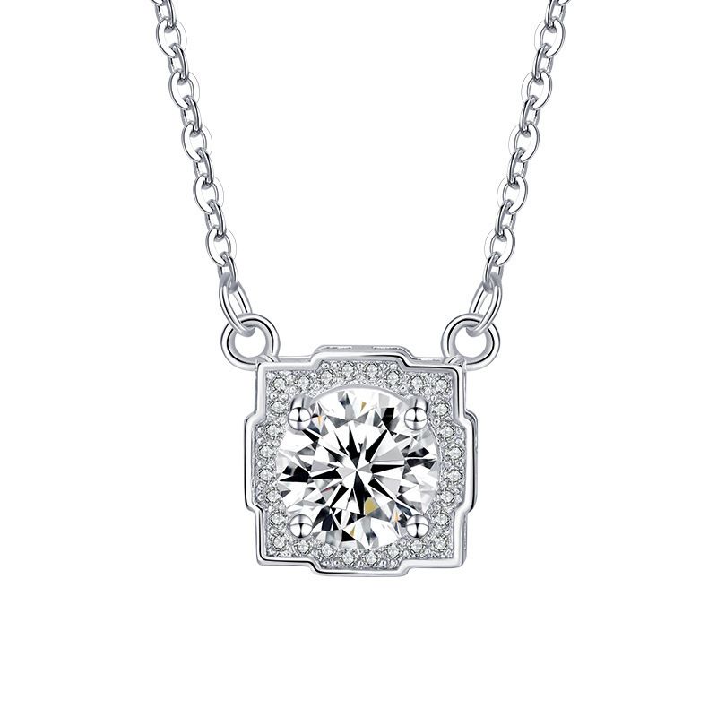 Plated PT950 Square Bag Simulated Proposal Hearts Eight Arrows Zircon Carat Moissanite Open Female Ring_voghion.com