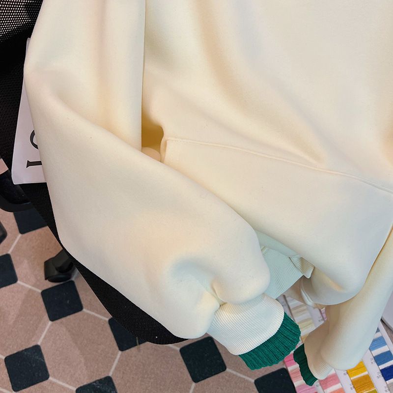 Frauen Kleidung neue ankunft veet verdickt lose lus größe frauen mit kapuze sweatshirt für frauen bestickt zwei iece_voghion.com