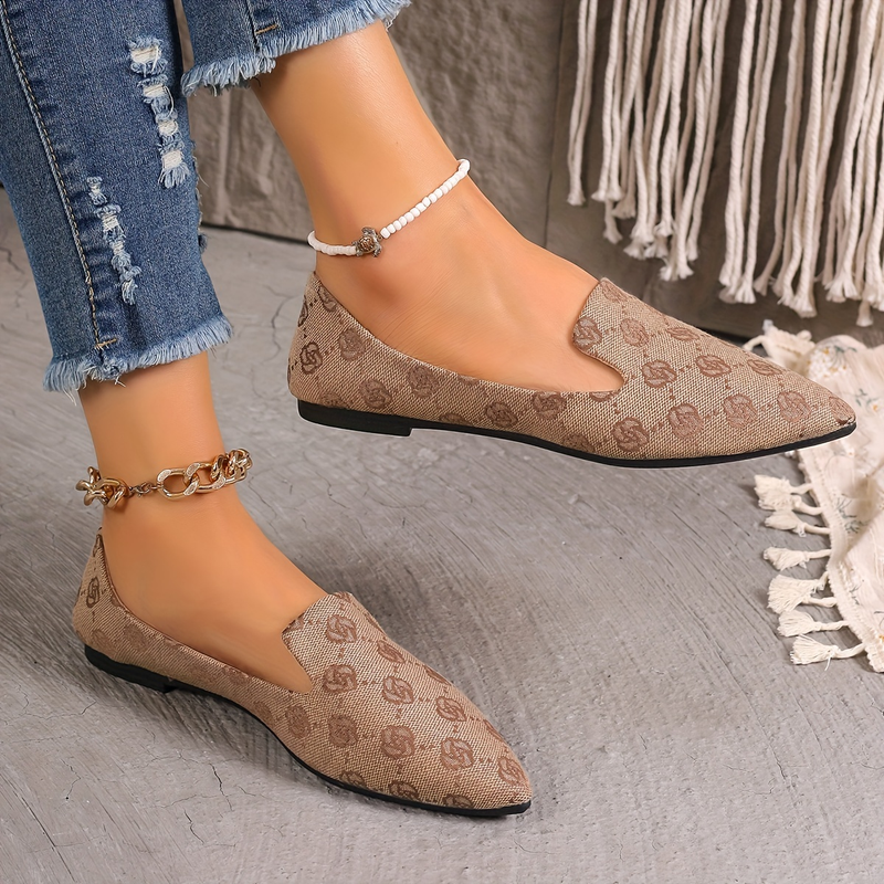 Flache Schuhe mit Blumenmuster für Damen, lässige Schlupfschuhe mit spitzer Spitze, leichte und bequeme Schuhe_voghion.com