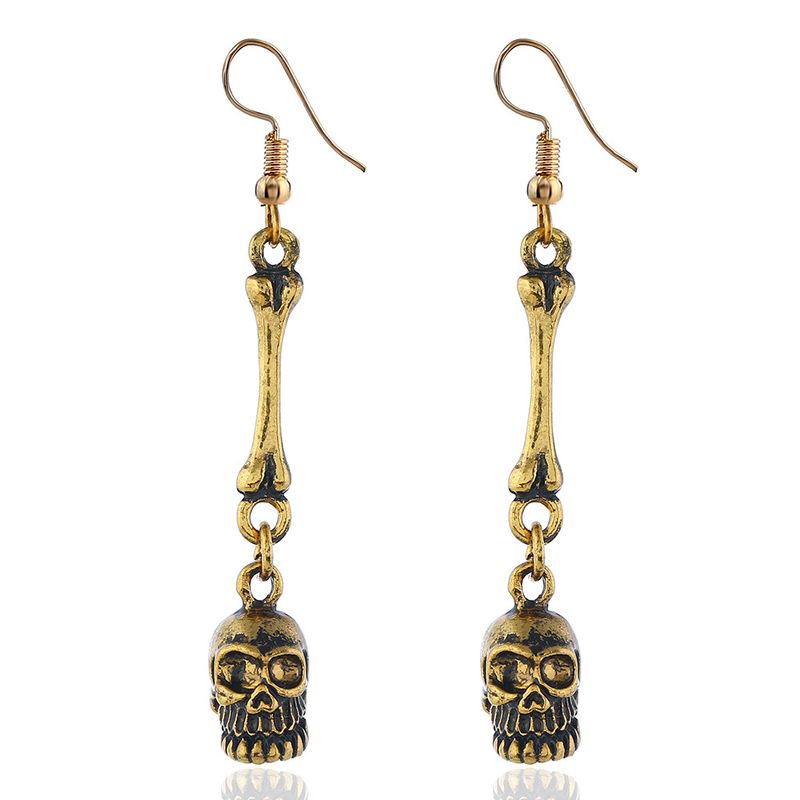 Accessories Hot-Selling Personality Exaggerated Alloy Skull Bone Earrings_voghion.com