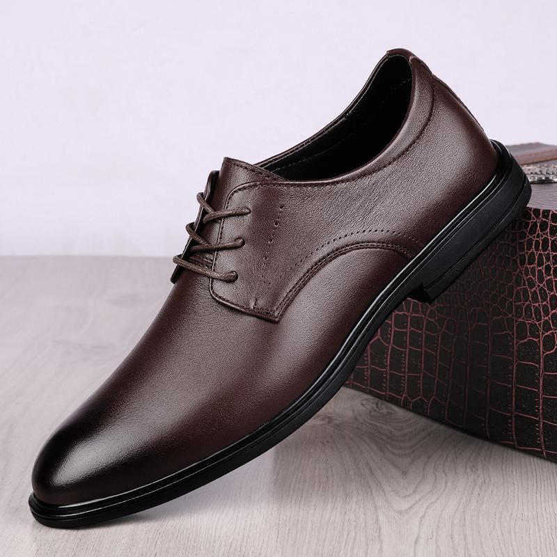 Top Layer Rindsleder 2024 Neue Leder Business Formale Herren Schnürschuhe Vielseitige Freizeitschuhe_voghion.com