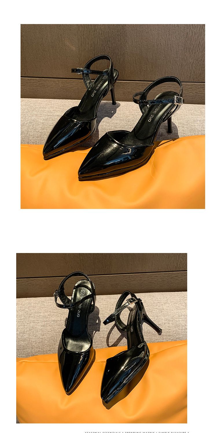 Modischer, spitzer, übergroßer, gerader Schnallenriemen, schmaler Absatz, lässige und trendige High Heels, vielseitige Zehenabdeckung,_voghion.com
