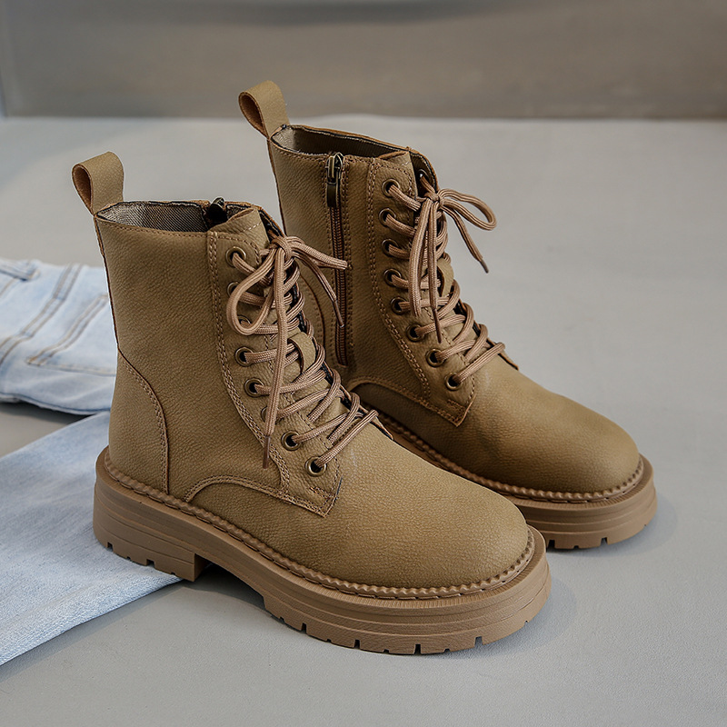 Ins Trend Martin für Damen 2024 Sommer Neuer britischer Stil Dickbesohlte Student Kurze Vielseitige gelbe Motorradstiefel_voghion.com