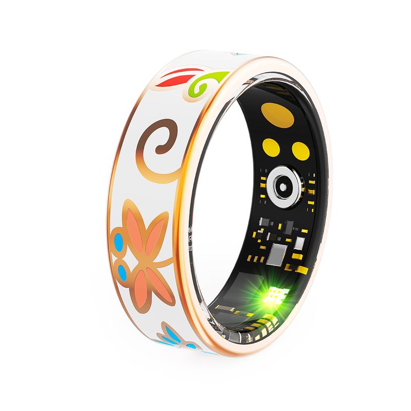 R18 Color Enamels Fashion Women Smart Ring Female Stainless Steel Intelligent Finger Ring Lady IP68 Waterproof Fitness Tracker_voghion.com