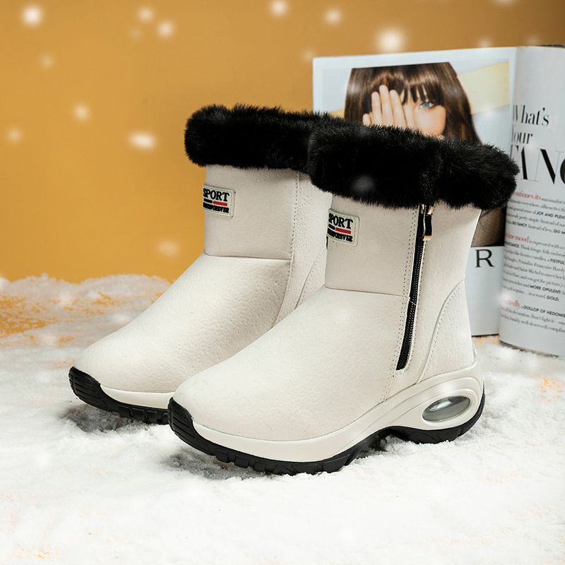 Winter sneeuwlaarzen dames plateau hoge laarzen platte zool kwaliteit warme zwarte nieuwe dames veter comfortabele leren dameslaarzen_voghion.com