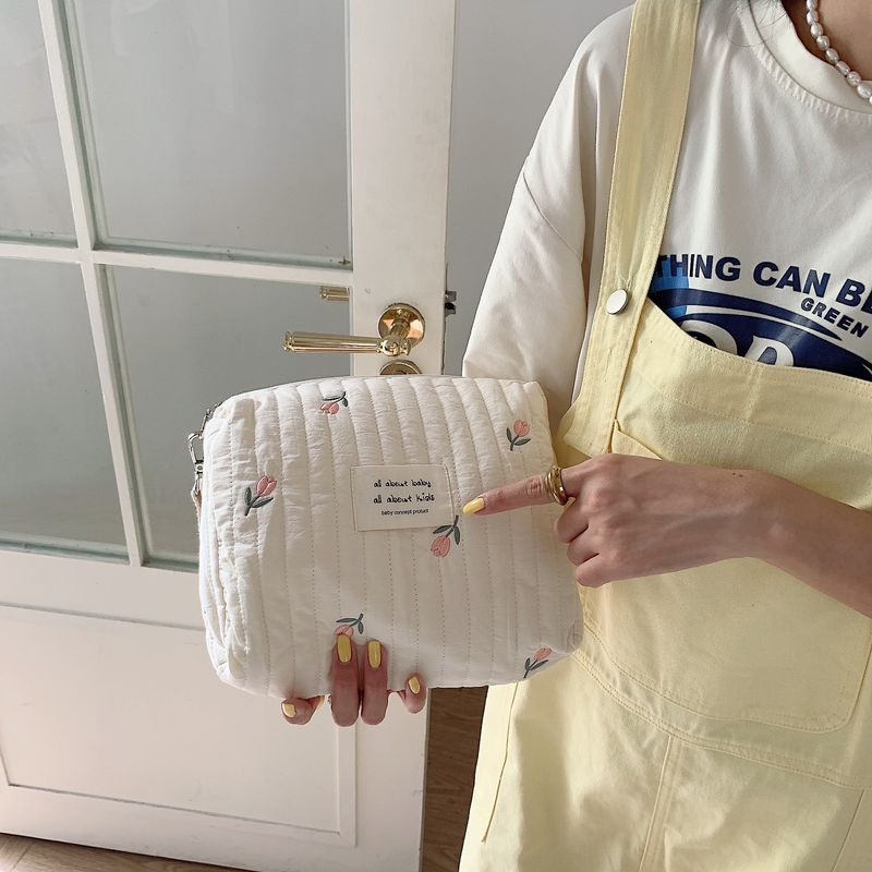 Ins Bavlněná taška na přebalování do kočárku Závěsná taška Dětské zboží Organizér na plenky Caddy Taška na zip Roztomilé ženy taška na make-up děti_voghion.com