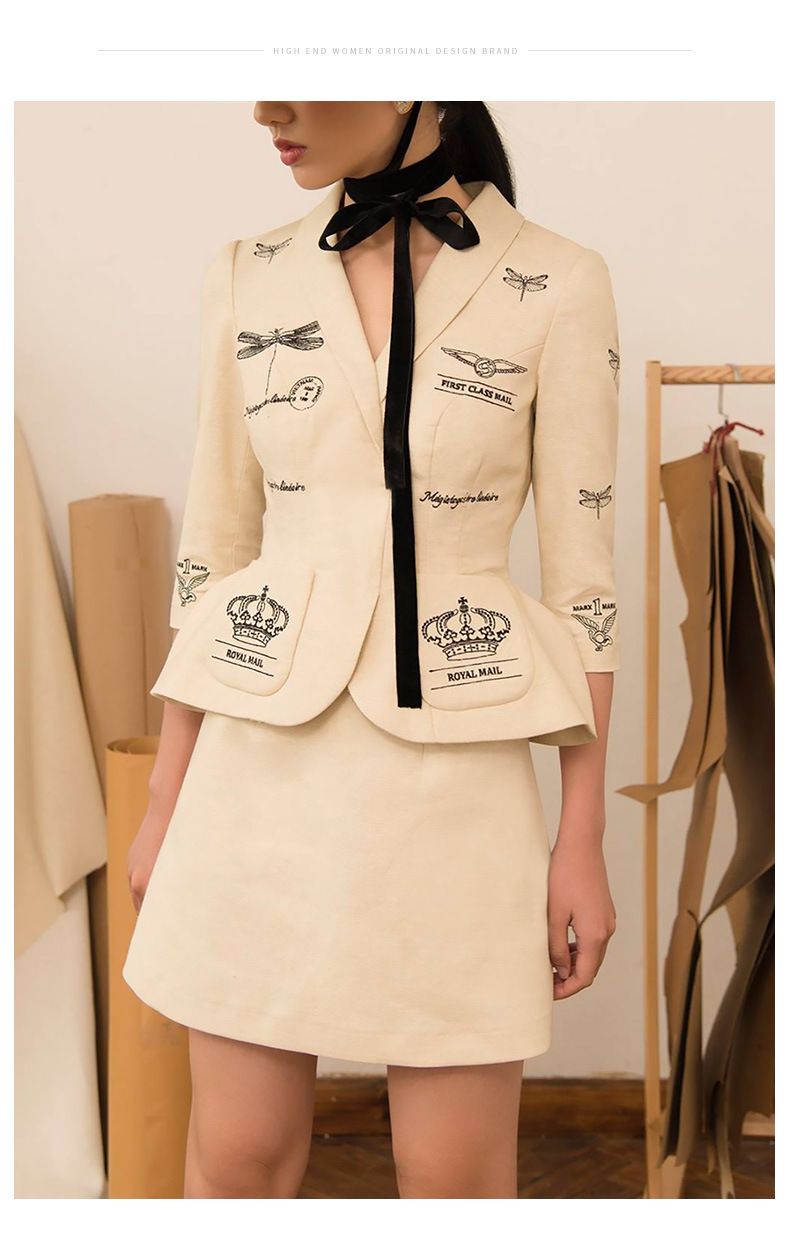 Vêtements pour femmes nouvelle jupe de costume pour femmes à la mode et populaire taille mince tempérament rétro costume deux pièces_voghion.com