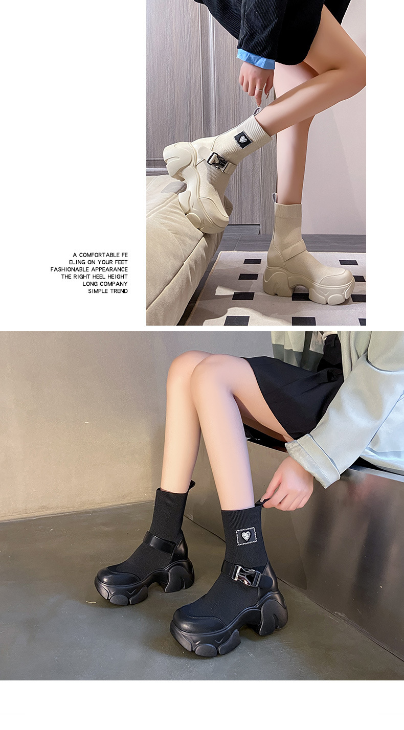 Elastische Socken mit innerer Erhöhung, Martin-Stiefel, 2023, neue Mode, gut mit mittelhohen Stiefeln, Plateau-Stiefeletten mit hohem Absatz, Plateau-Stiefeletten_voghion.com