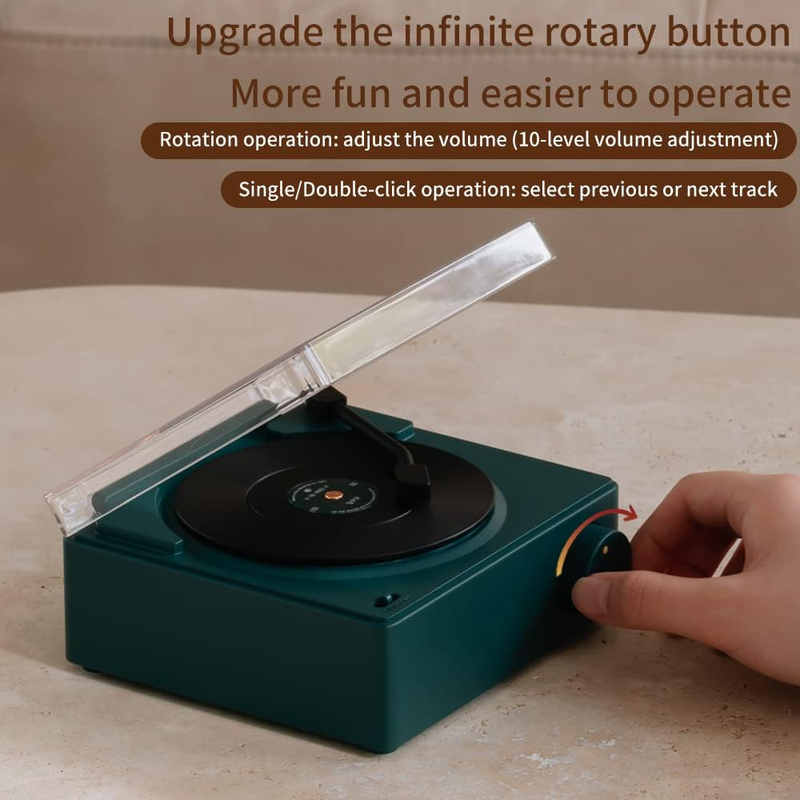 Retro vinyl Bluetooth speaker record player home small program alarm clock mobile computer desktop small speaker_voghion.com