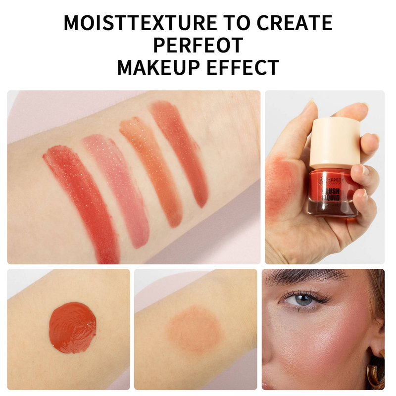 Press Liquid Blush 4 krāsu lūpu un vaigu sārtums 2 ūdens mitrinošs dabīgs konturēšanas izgaismojošs sārtums_voghion.com