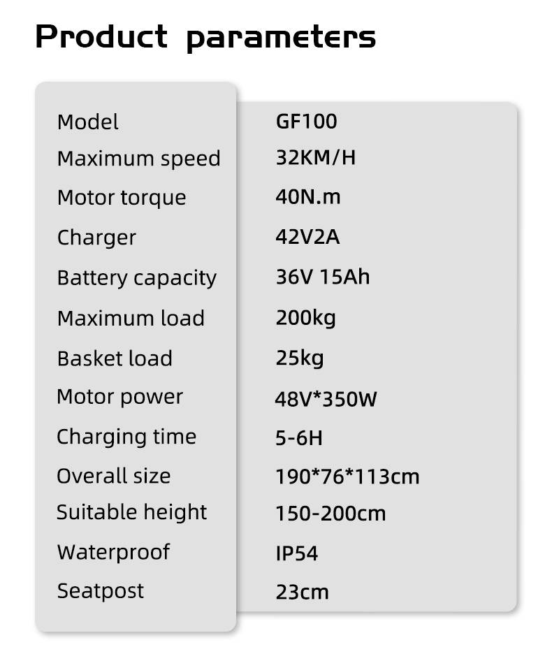 Gogobest GF100 24" Triciclo elettrico da carico 350W E-bike Batteria 36V 15Ah_voghion.com