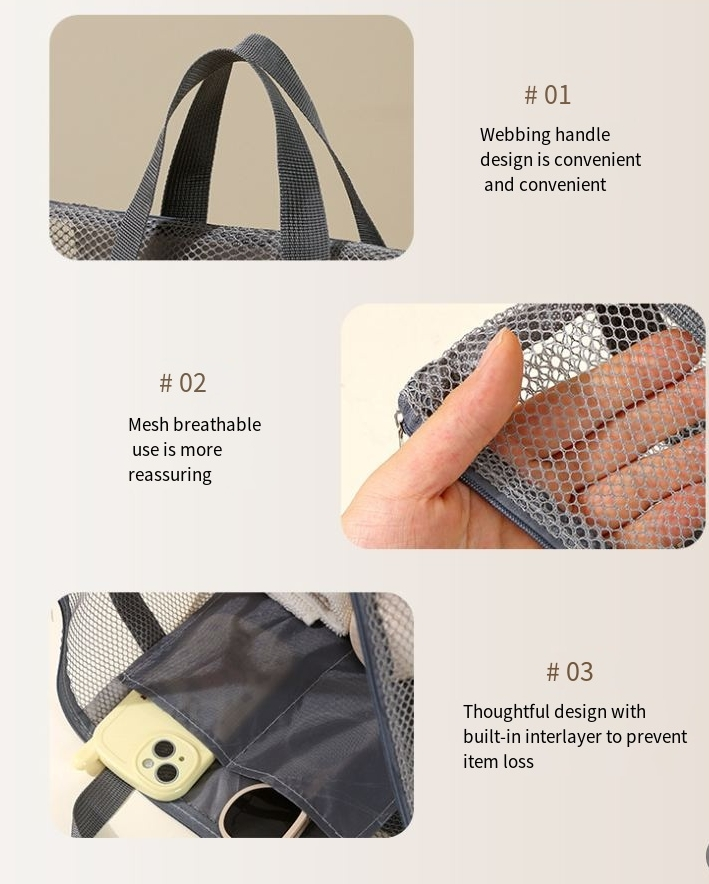 Beach Mesh Bag Bathroom Bag Toy Storage Bag Large Capacity Mesh Bag_voghion.com