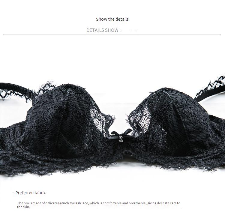 Completo intimo da donna con reggiseno ultrasottile trasparente rosso brillante_voghion.com