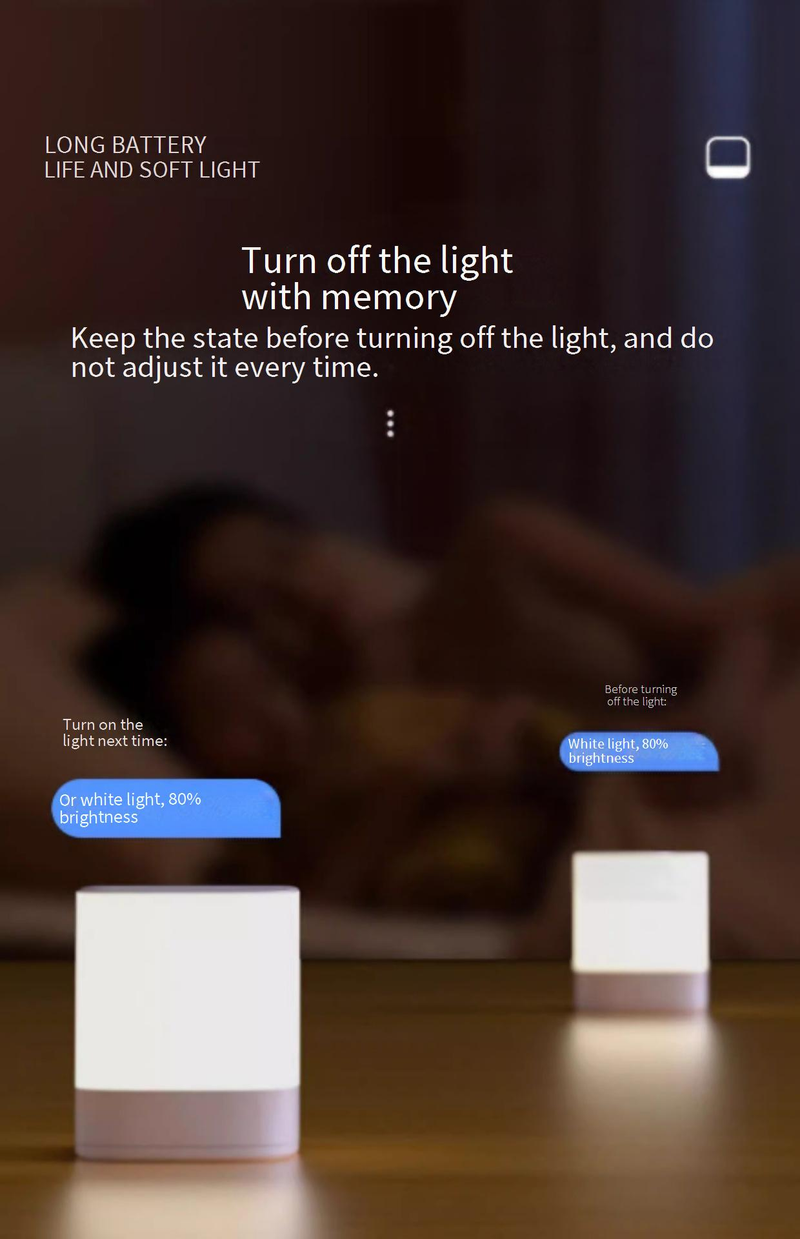 Luce notturna ricaricabile per camera da letto - LED portatile e dimmerabile per la cura degli occhi con 3 modalità colore (ricarica USB con controllo touch)_voghion.com