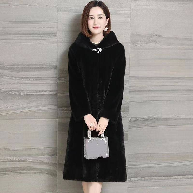 Luxury Faux Mink Coat Women's Longline Hooded Jacket Winter Outerwear For Elegant & Casual Occasions_voghion.com