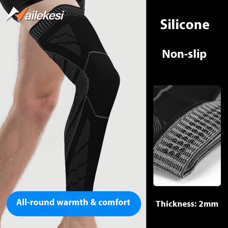 Ginocchiere estese per basket con protezione per coscia e polpaccio - Manicotti a compressione in nylon traspirante per uomo e donna (coppia)_voghion.com