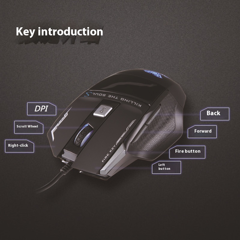 S12 Kabelgebundene Gaming-Maus – 2000 DPI, 6 Tasten, 4-Wege-Scrollrad, ergonomisches Design für PC-Gamer (Schwarz/Weiß)_voghion.com