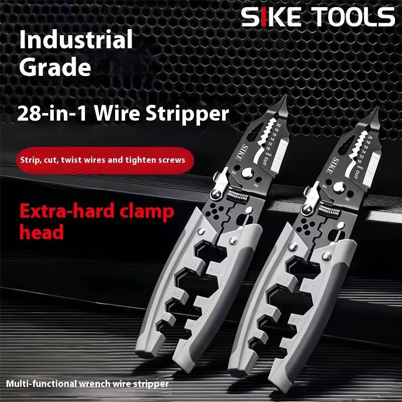 Professional Multifunctional Wire Stripper With Wrench - Heavy Duty Industrial Grade, Precision Stripping, Cutting, Twisting & Crimping Tool_voghion.com