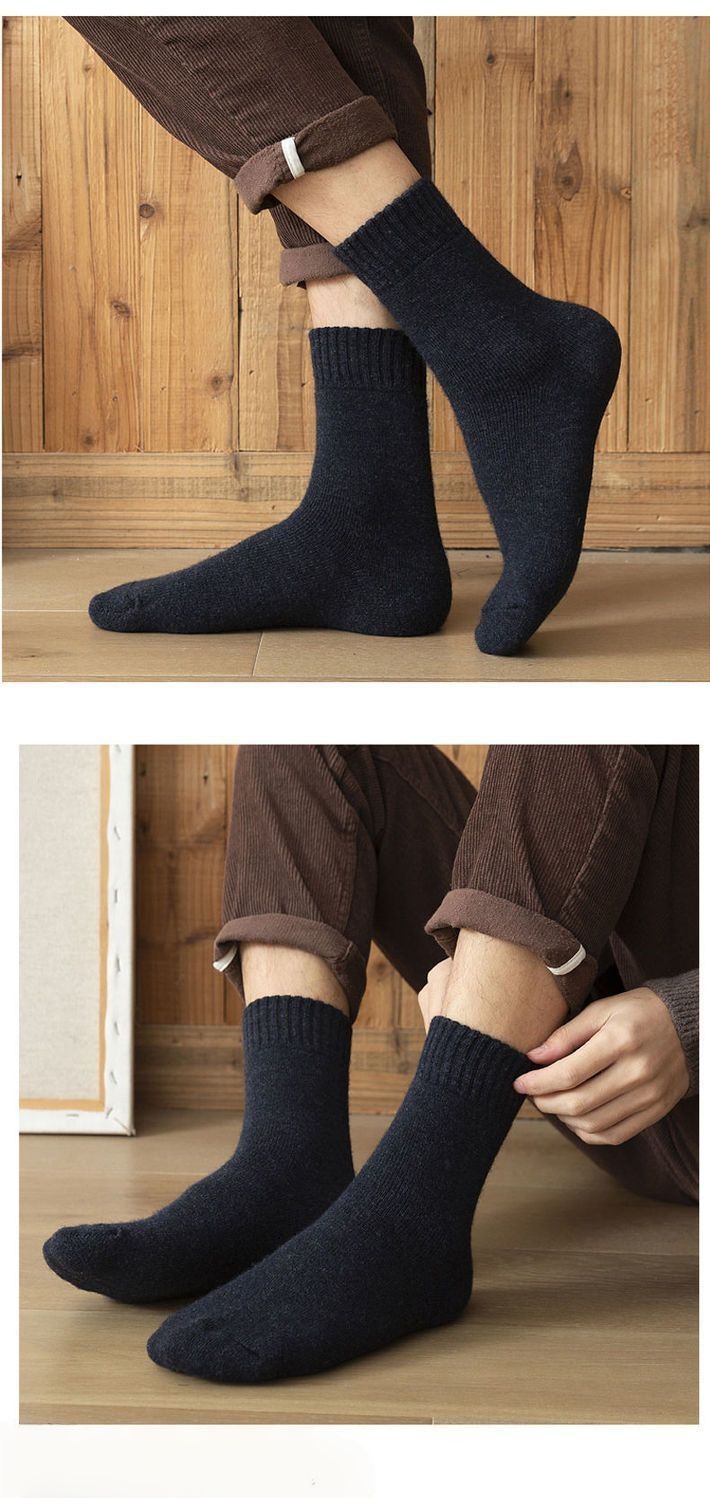 5 Pairs Of Men's Deodorant Long Socks For Winter Warmth, Thickened And Velvet Socks, Medium Tube Socks, Winter Socks_voghion.com