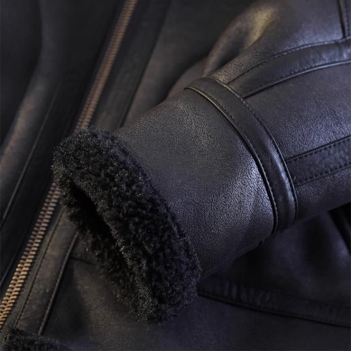 Men's Casual Loose Hooded, Fleece, Thickened Suede And Fur One-piece Top, Long-sleeved Leather Jacket_voghion.com