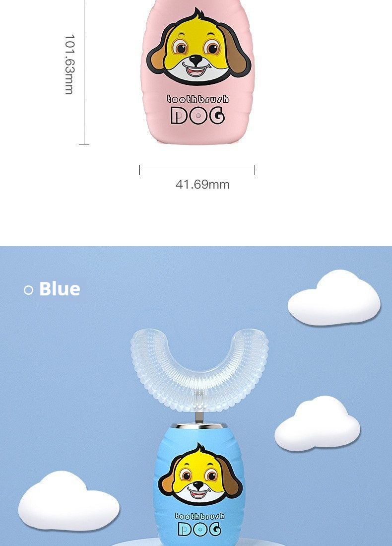 Kids U-Shaped Electric Toothbrush – 3 Modes, Rechargeable, Ultra-Soft Silicone Brush (Puppy Design, 36dB Quiet, 30+ Days Battery, BPA-Free)_voghion.com