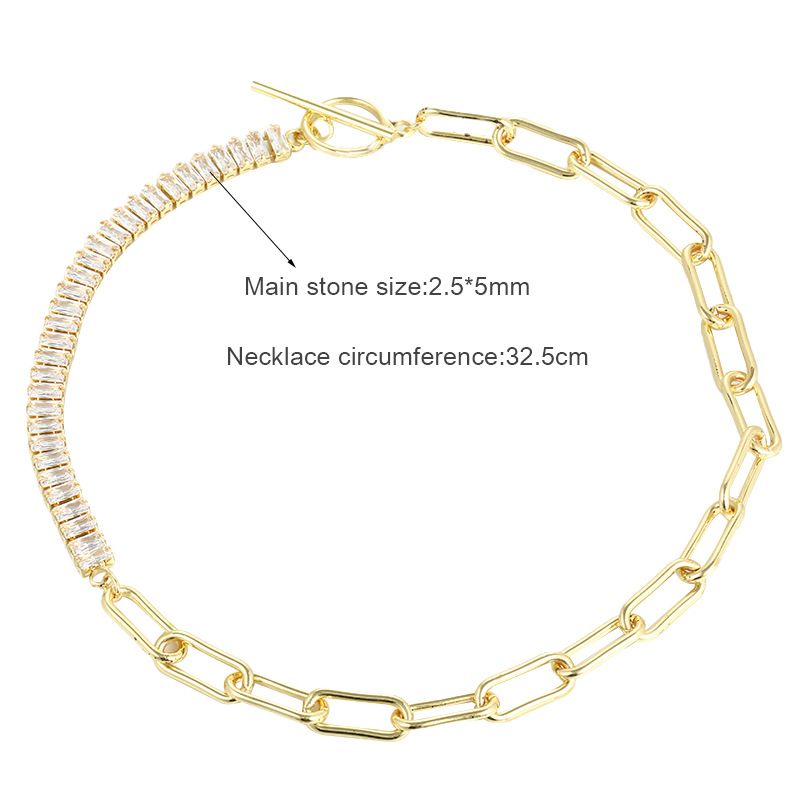 Halbkette Spleißen Halskette Unisex 2,5 * 5mm Zirkon Halskette_voghion.com